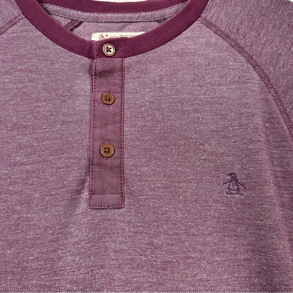 Original Penguin by Munsingwear Long Sleeve Henley 1/4 Button Shirt Men’s size L - Picture 4 of 8